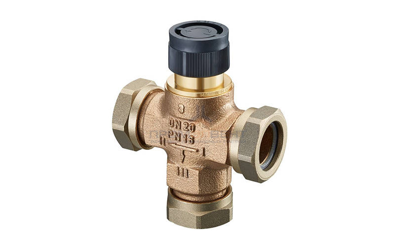 Вентиль распределительный трехходовой Oventrop Tri-D TR - Ду25 (НГ, PN16, kvs 6.5, бронзовый)