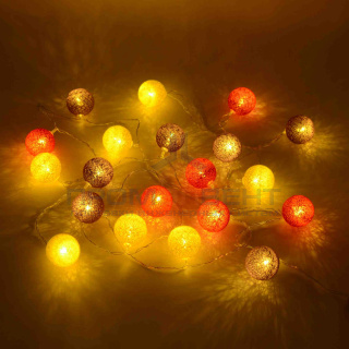 15-55 Гирлянда светодиодная "Шарики Нитяные", 3 м, 20 ламп, красный / желтый / фиолетовый, постоянное свечение