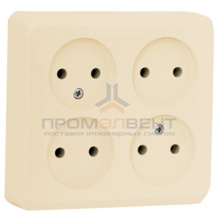 Розетка четверная б/з Этюд кремовая [уп 7шт]