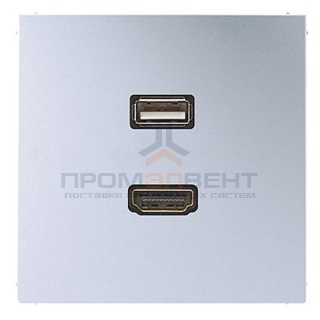 Розетка HDMI+USB Jung LS Алюминий механизм+накладка